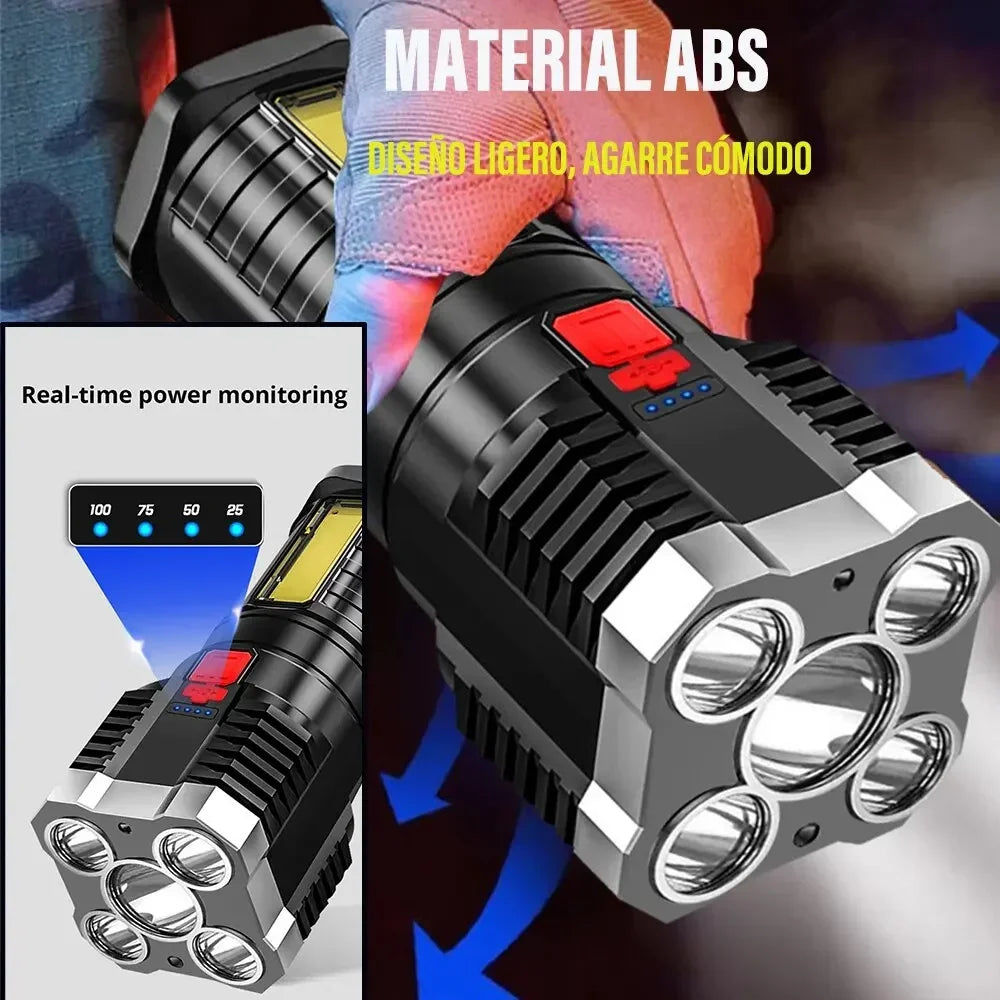 ESMARTER 5-LED Rechargeable Camping Flashlight & COB Side Light