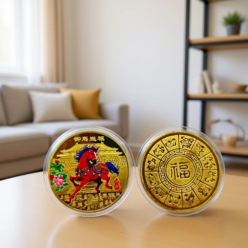 2026 Year Of The Horse Lucky Souvenir Coin Collectible Decoration Metal Crafts 40mm Zodiac Horse Commemorative Medal Event Gift Oasis Select
