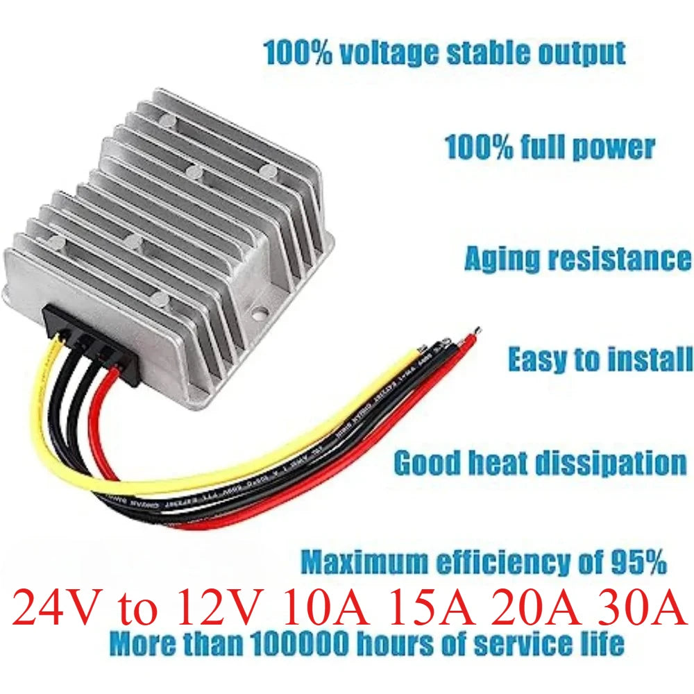 24V to 12V 10A 15A 20A 30A Step Down Converter 24V-12V DC DC Buck Voltage Regulator for Cars Boat Solar Switching Power Supply Oasis Select