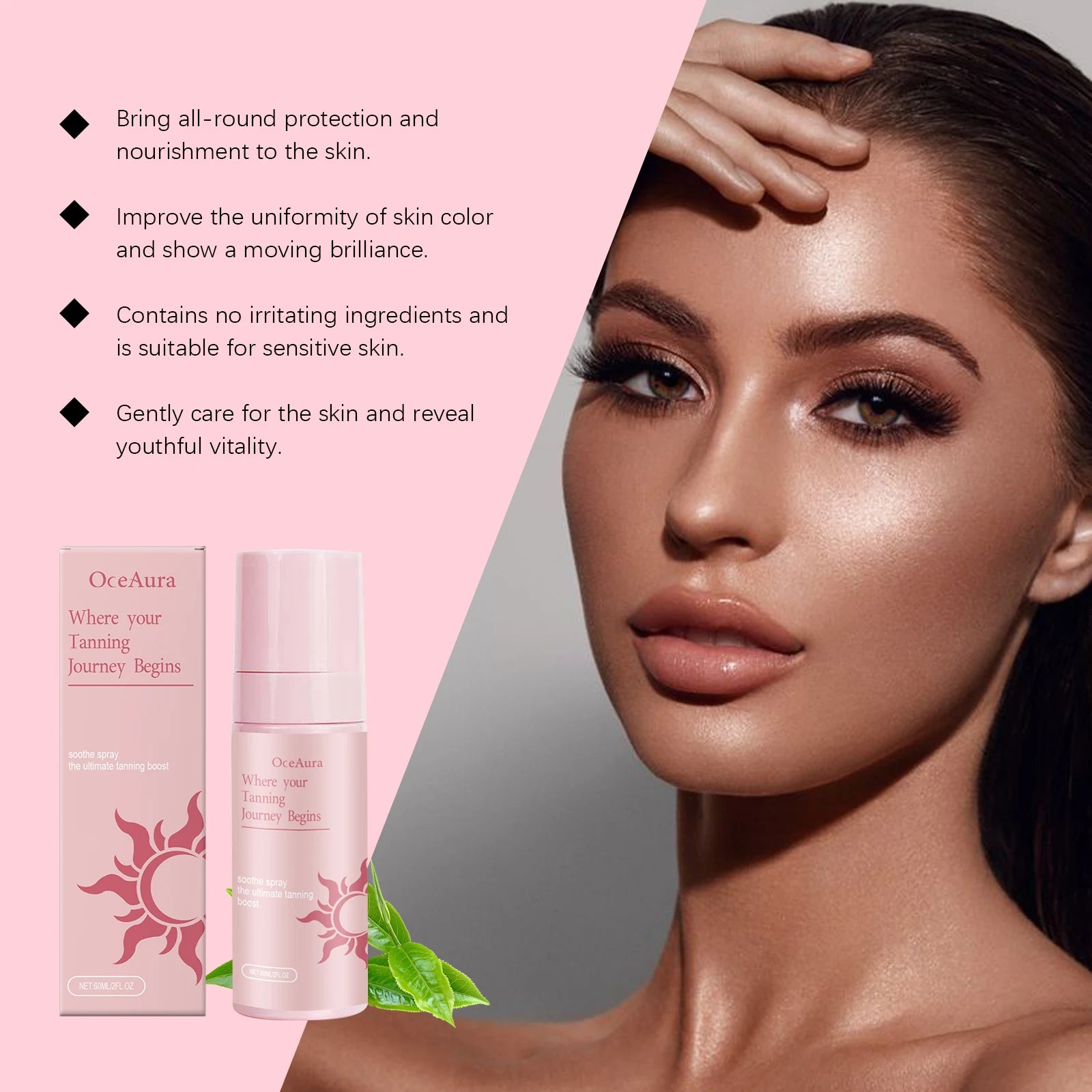 Self Tanning Spray Bronzer Wheat Skin Summer Tanner Sunbathing Aid Enhance Melanin Lasting Hydrating Tanning Intensifier Spray Oasis Select
