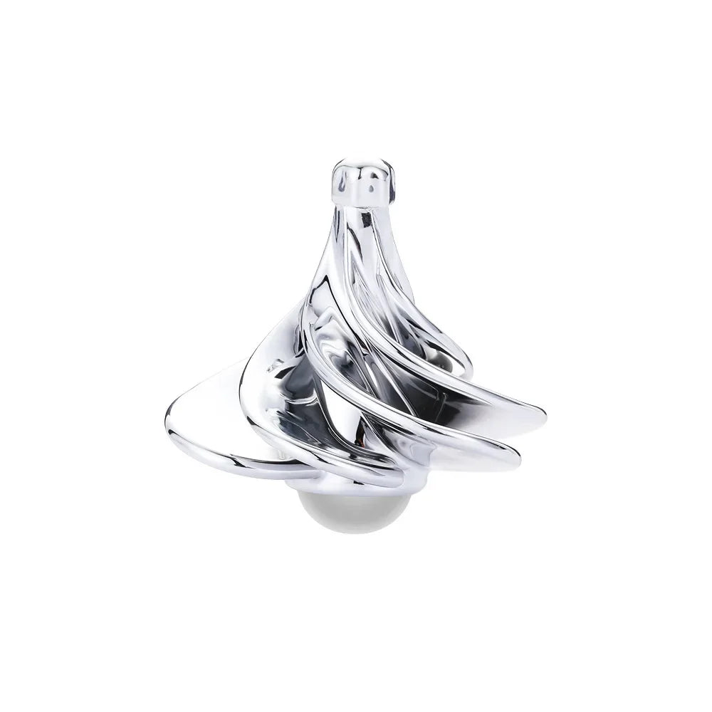 Wind Up Desktop Toy Rotating Kinetic Spinner Fidget Stress Relief Gift for Adults Office Desk Birthday Christmas Present Oasis Select silver
