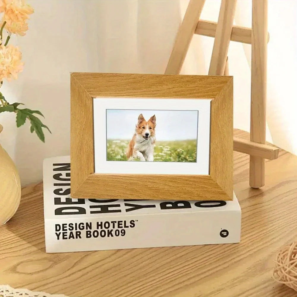 Retro Solid Wood Photo Display Frame 10x15 Cm Hollow Three Dimensional Dual Use Ornament Wall Mount and Tabletop Standing Decor Oasis Select