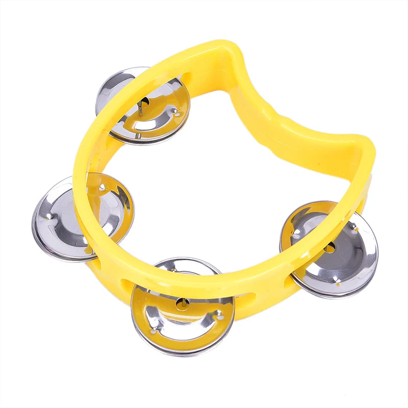 Tambourine Half Moon Shaped Hand Bell Drum For Karaoke Performance Party Free Style Dance Portable Oasis Select Yellow