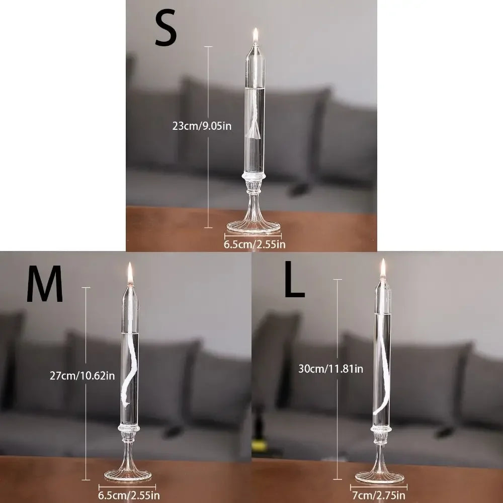 Transparent Glass Candle Holder Smokeless Glass Oil Lamp Candlestick Wedding Decoration Romantic Candlelight Dinner Ornaments Oasis Select