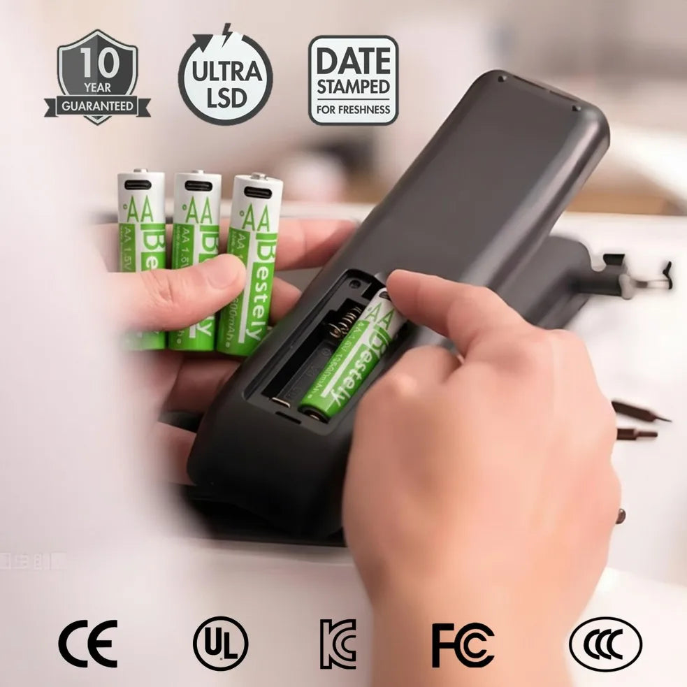 Rechargeable AA Battery13600mAh, 1.5V AA Li-ion Batteries with USB Type C Charging Cables, Long Life, Low Self-discharge Oasis Select
