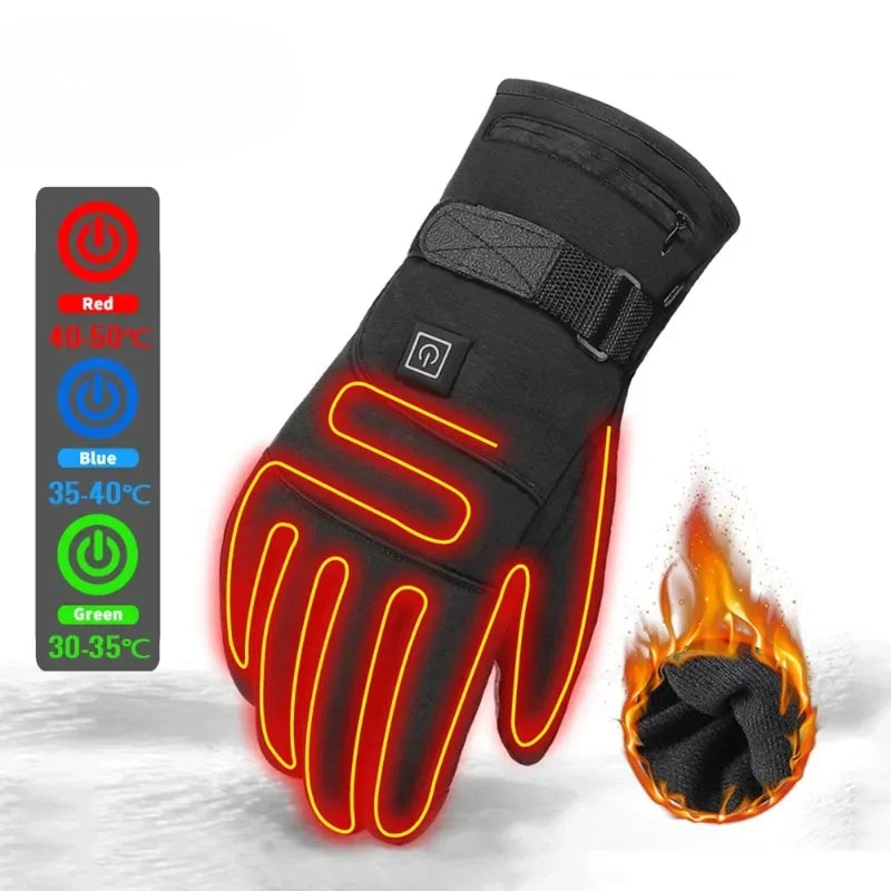 Heating Gloves Electric Heated Winter Waterproof Skiing Gloves Touch Screen Motorbike Racing Riding Gloves Cold Protection Oasis Select
