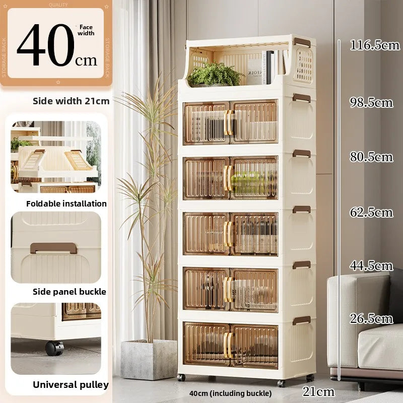 40-50-60 transparent household living room multi-layer mobile snack locker storage folding rack locker Oasis Select 40CM 1 plus 5
