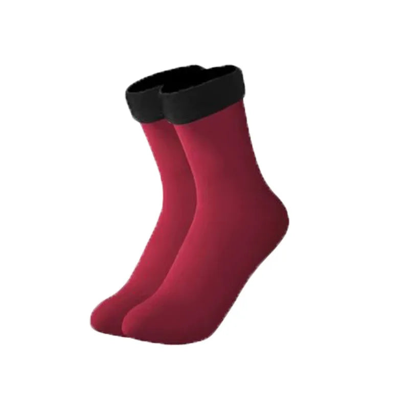 1/2/3pairs Snow Socks Middle Tube Solid Winter Plus Velvet Thick Keep Warm And Cold Socks Comfortable Mens Womens Floor Socks Oasis Select red 1pair