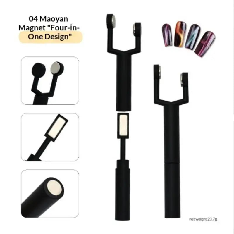 SU Magnet Stick 3 In 1 Y-shaped Cat Magnetic Double-head UV Gel Nail Art Strong Magnetic Multifunctional Nails Magnet Pen DIY Oasis Select Black