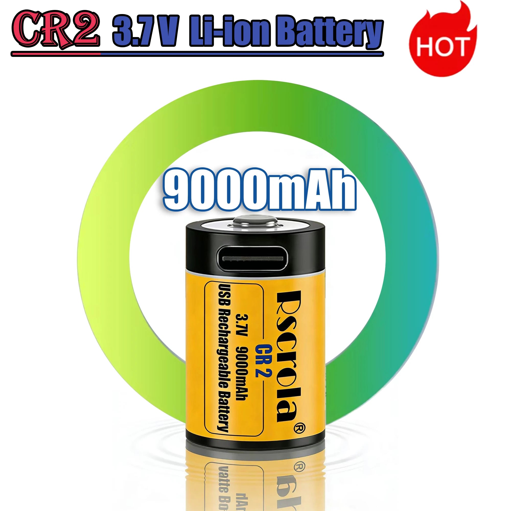 NEW CR2 3.7V 9000mAh Lithium Battery USB Fast Charging, For GPS, Security Cameras, Medical Devices, Rechargeable, Durable Oasis Select