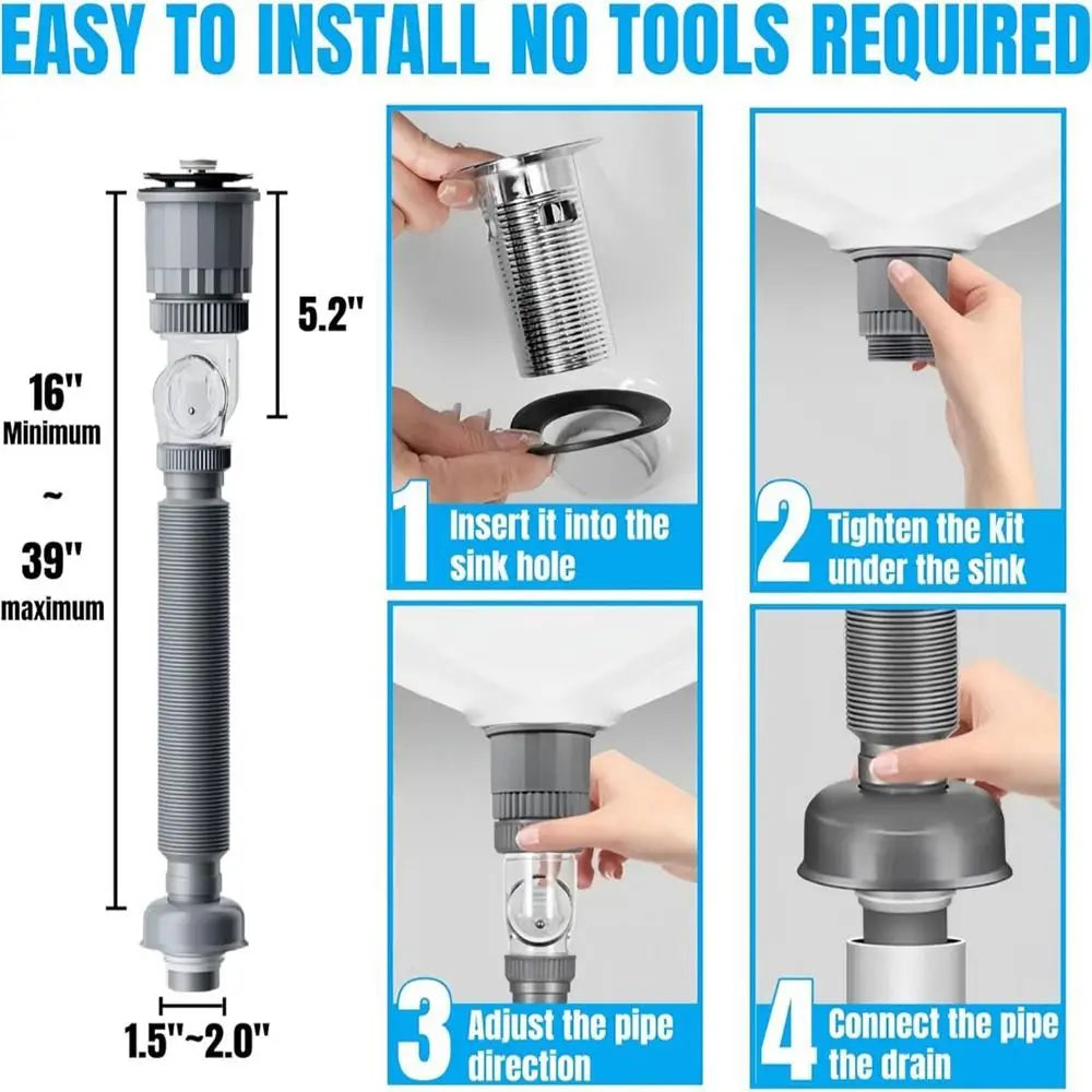 New Flexible Pipe Hose Bathroom Sink Plug Sink Basin Pipe Fittings Waste Slotted Drain Washbasin Pipe Accesories Oasis Select