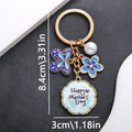 Drop Oil Pink Butterfly Flowers Pearl MOTHER'S DAY Keychain Accessory Pendant Mother's Holiday Gift Key Chains for Women Oasis Select D 8.4x3cm