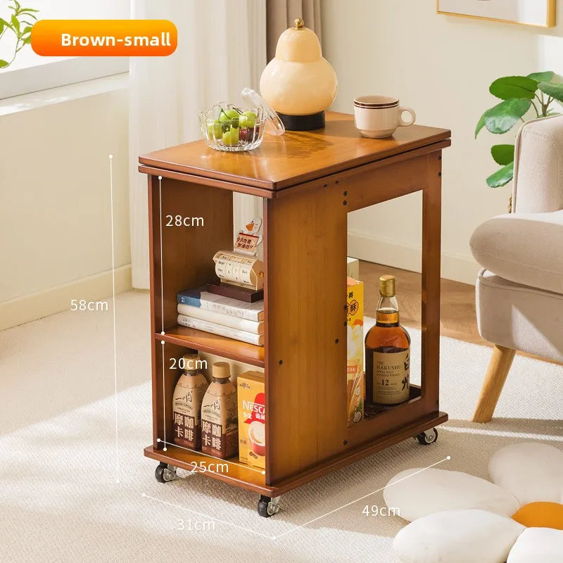 Nordic style solid wood folding movable coffee table side table rectangular chess table small apartment dining table Oasis Select Brown small