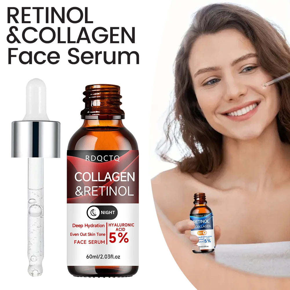 Retinol & Collagen Day Night Repair Serum 2-Pack | 5% Retinol Formula with Hyaluronic Acid | Firming & Hydrating Facial Essence Oasis Select