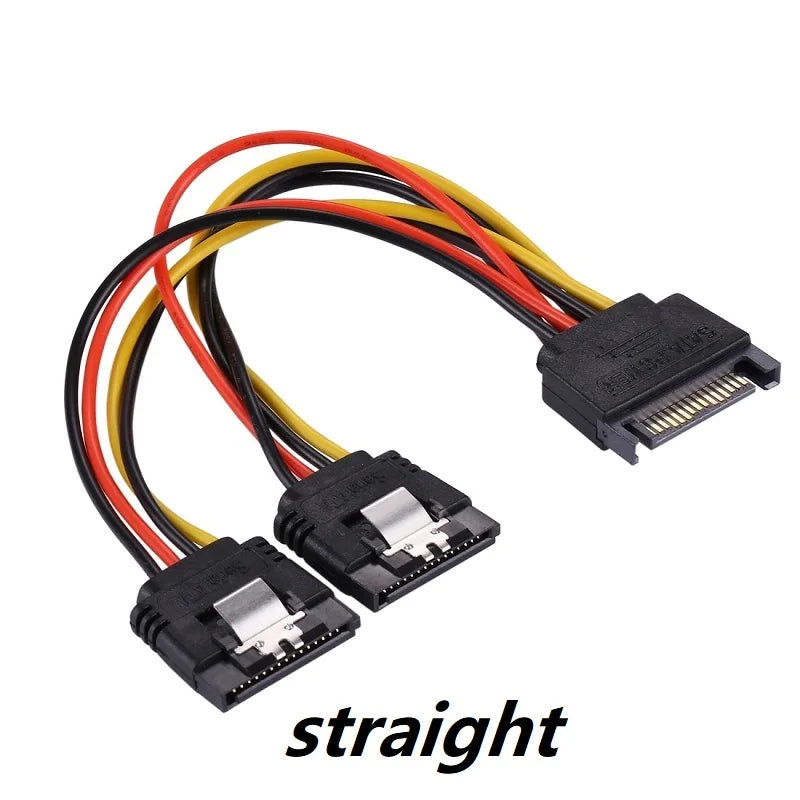 15 Pin SATA Power Y Splitter Cable 1 Male to 2 Female Dual SATA Power Cable with Lock Buckle Sata Power Supply Cord PC SSD Line Oasis Select