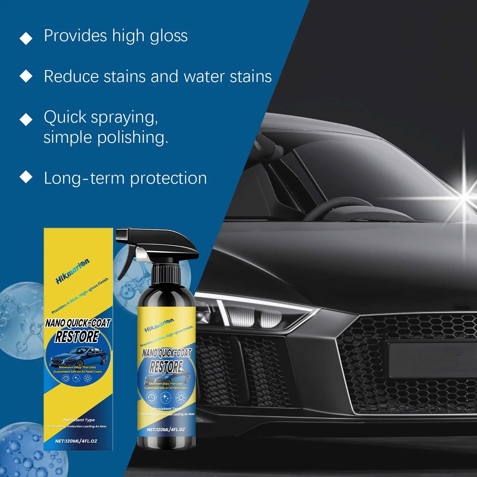 Car Nano Coating Spray Quick-Dry Coating Hydrophobic Protection Polishing Long-Lasting Shine Reduce Stains Car Maintenance Agent Oasis Select
