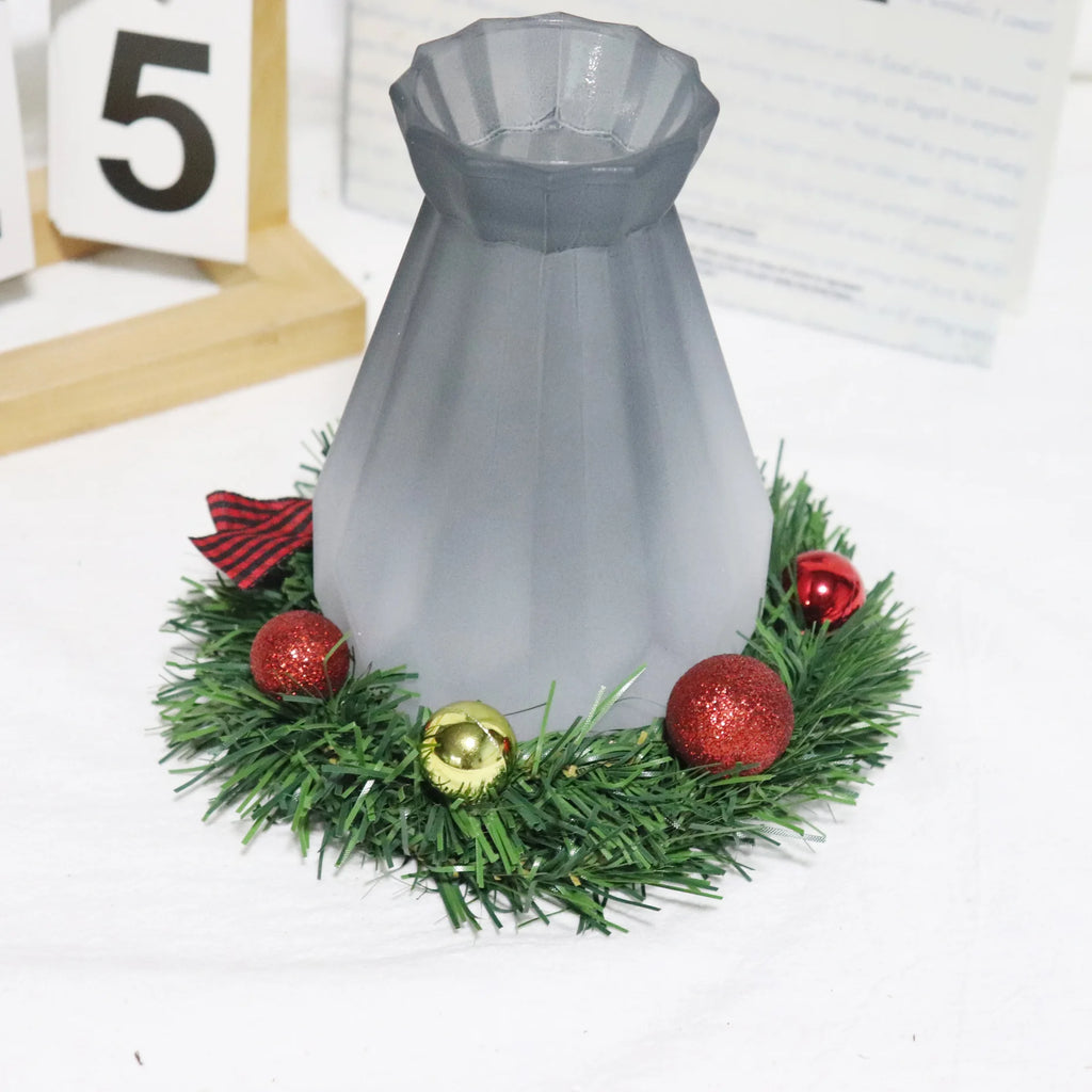 Holiday Garland Decoration Indoor Outdoor Wreath Festive Mini Christmas Wreath with Glitter Balls Bow Small for Holiday Oasis Select