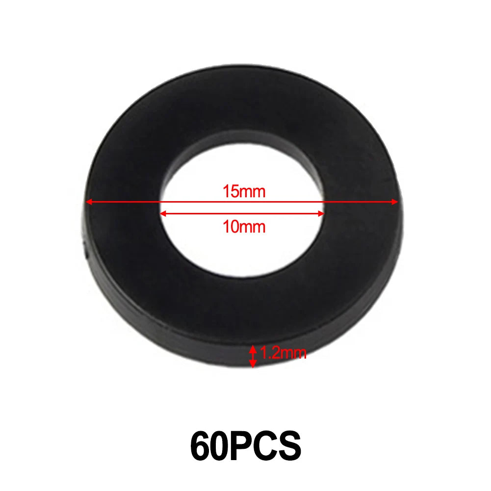 60pcs Fitting Rings Washer White Plastic For Interior Doors Washer Hinge 0.5-1.2mm Insulation Flat Gasket Oasis Select 15x10x1.2mm