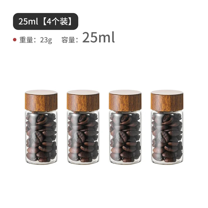 Mini Glass Sealed Jar Food Grade Coffee Powder Dispenser Bottle Portable Tea Coffee Beans Storage Small Empty Bottle Oasis Select 25ml 4pcs