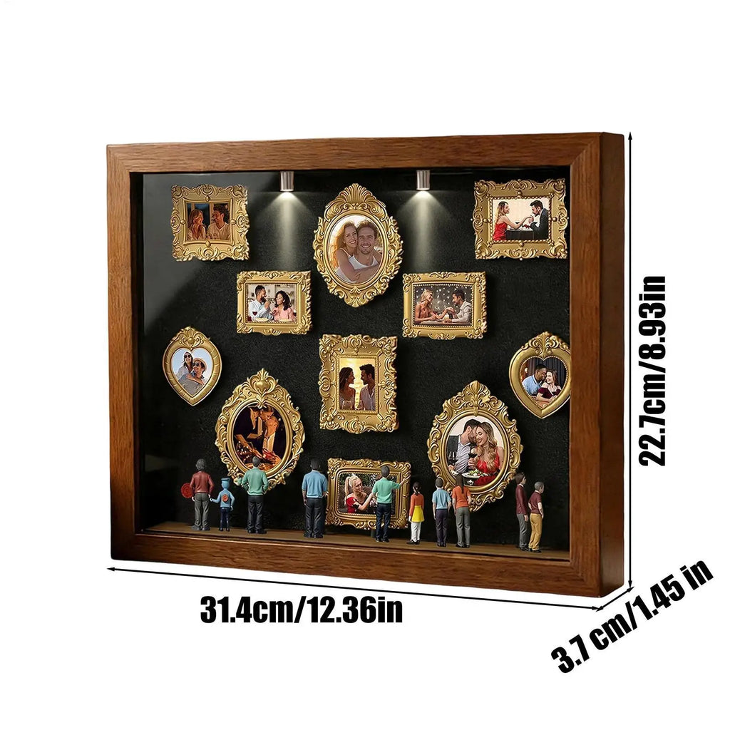 Silhouette Box Photo Display Silhouette Case with Light 11 Pieces Miniature Photo Frame with 8 Figurines for Home Valentine's Oasis Select