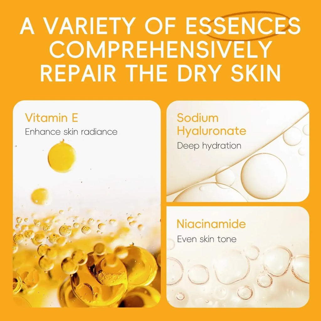 Vitamin C Skincare Set 4pcs Travel Kit Cleanser Toner Essence Cream Sunscreen Protection Deep Cleansing Moisturizing Facial Care Oasis Select