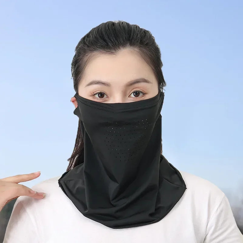 Summer Sunscreen Ice Silk Mask Neck UV Protection Face Cover Sunscreen Face with Brim Outdoor Cycling Sun Protection Hats Caps Oasis Select