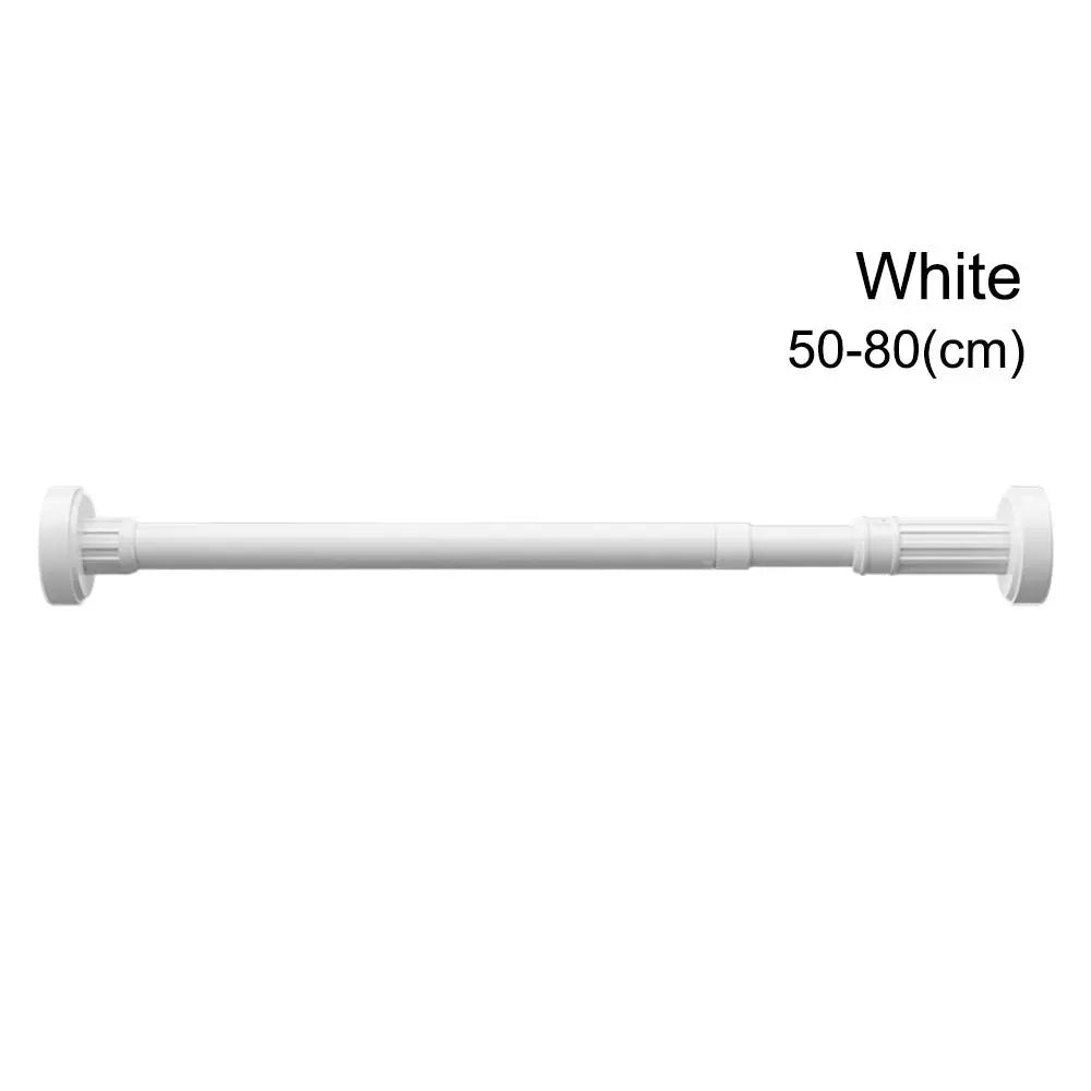 Durable Stainless Steel Clothes Drying Rack No-Drill Hollow Telescopic Pole Adjustable 35-80cm Curtain Rod for Balcony Bathroom Oasis Select white 35-50cm