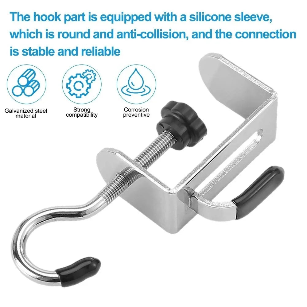 2pcs Portable Adjustable Desk Edge Hook Detachable Punch-free Backpack Hook Headphone Hanging Hook Home Office Organizer Oasis Select