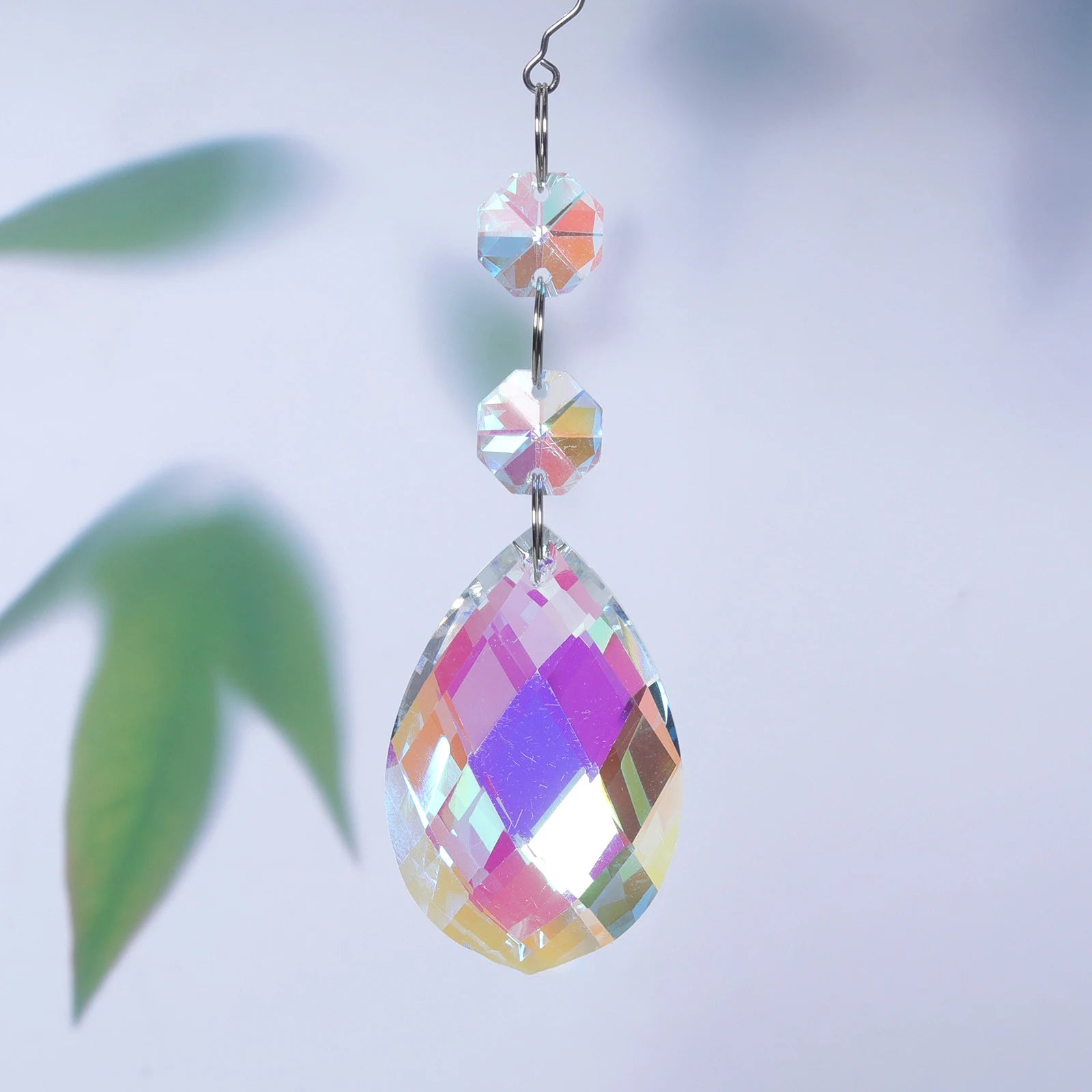1PCs Crystal Suncatcher 9cm Curtain Pendant Sun Catcher AB Color Rainbow Chaser Glass Prism Outdoor Window Home Garden Decor Oasis Select J