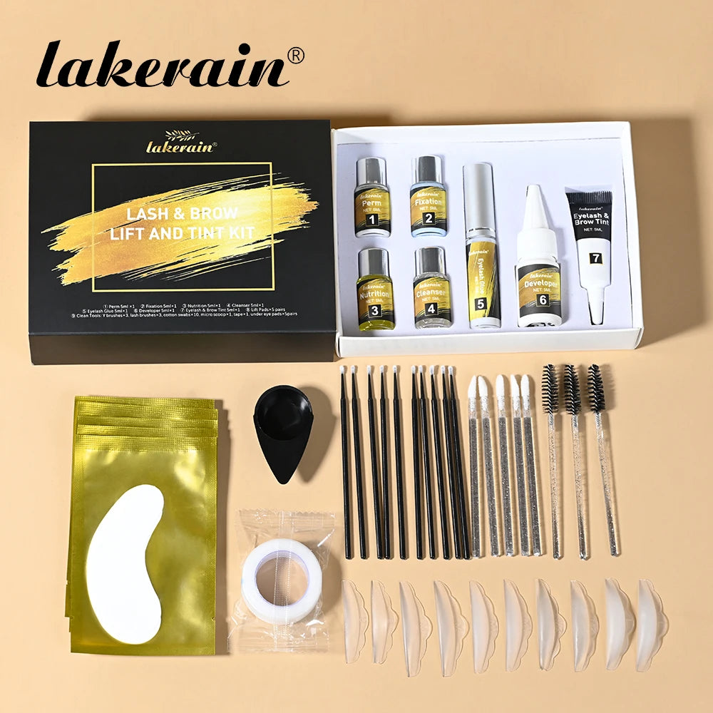 Lash Lift and Black Color Tint Kit Brow Lamination Kit Eyelash Perm Long Lasting Beauty Salon Home Easy to Use Eyes Makeup Tools Oasis Select