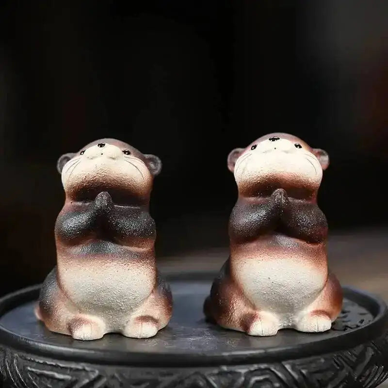 Zisha Tea Pet Otter Ornament Cat Powder Slurry Animal Tea Play Decoration Tea Table Чайные украшения Oasis Select