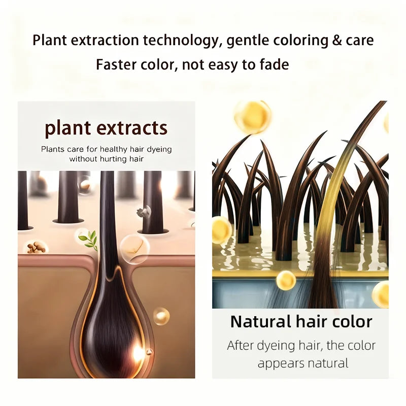 YUITIKUE Brown Hair Dye Shampoo – 4-in-1 Gray Coverage 100ml