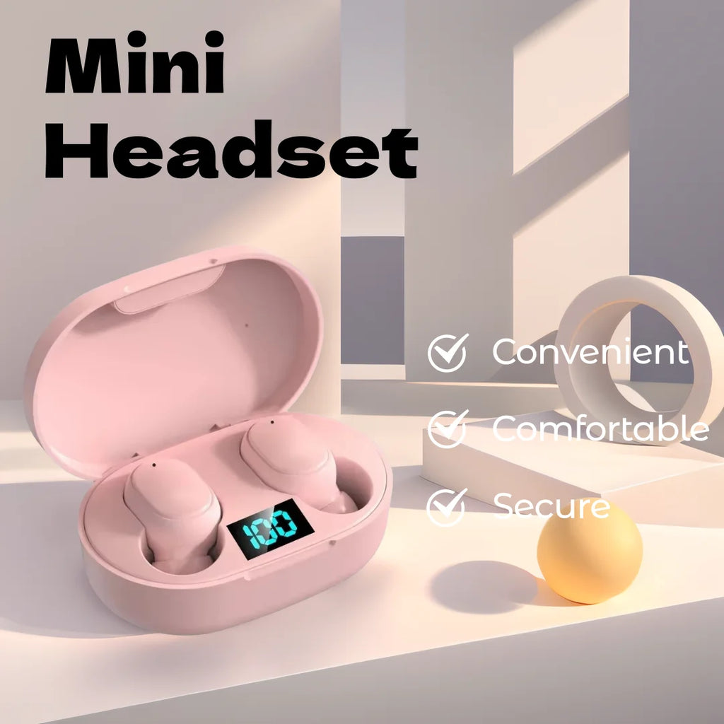 TWS Wireless Bluetooth Headset Bluetooth Earphones Wireless Bluetooth Headset Sport Headphones LED Earbuds with Mic Oasis Select Pink