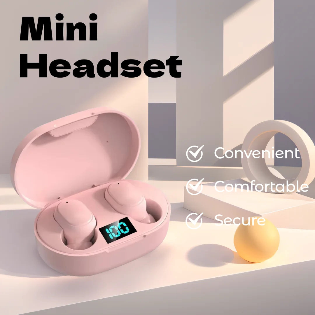 TWS Wireless Bluetooth Headset Bluetooth Earphones Wireless Bluetooth Headset Sport Headphones LED Earbuds with Mic Oasis Select Pink