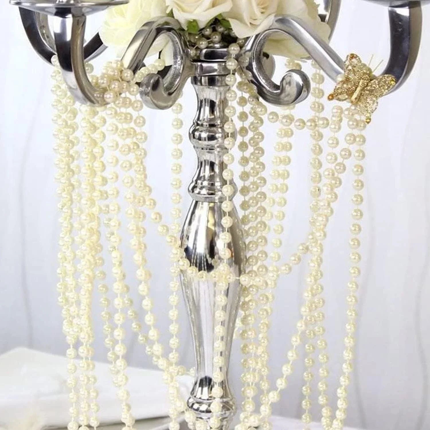 25M 6MM Bead Ball Chain Craft Pearls String Faux Pearl Garland Spool Roll Strand Wedding Party Christmas Tree Decorations Oasis Select