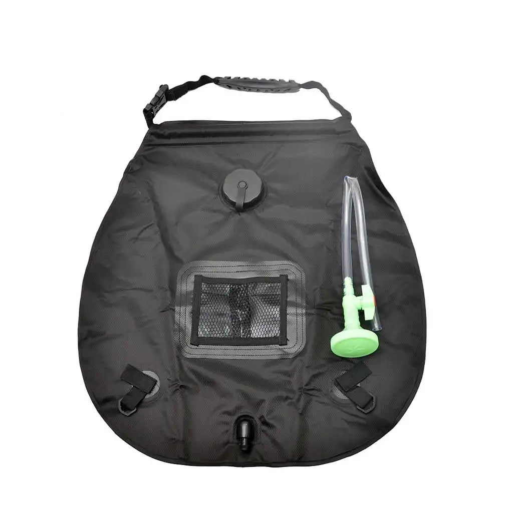 Solar Heating Camping Shower Bag with Removable Hose on Off Switchable Shower Head Compact Camping Shower Oasis Select Black