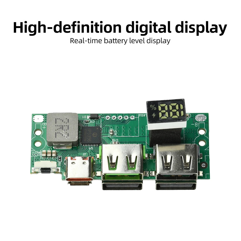 IP5356 PD QC Fast Charging Module with Digital Display for 3.7V Lithium Battery Power Banks DIY Project Oasis Select