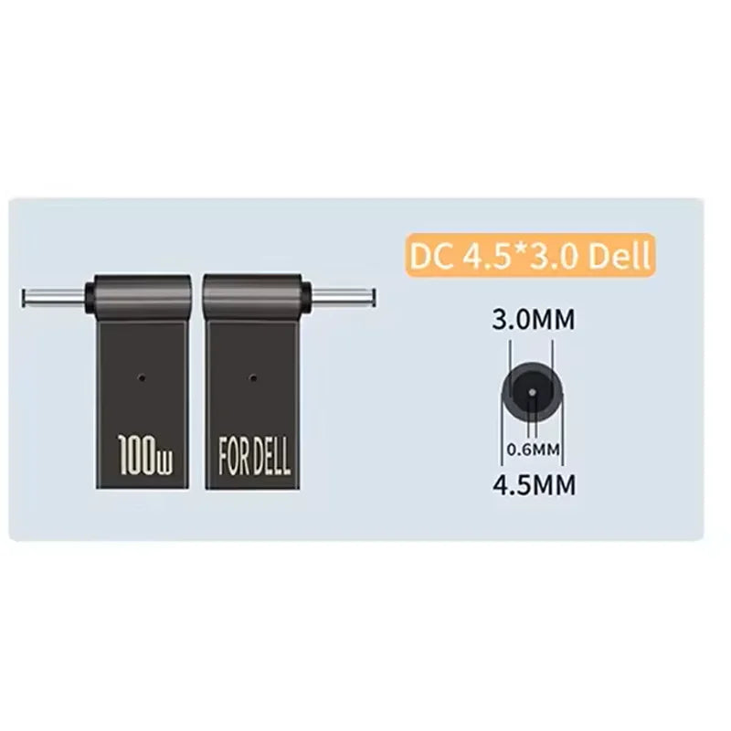 100W USB-C to DC Laptop Charger Adapter for Dell HP Asus Lenovo USB-C Laptop Adapter Oasis Select 4.5-3.0mm (for Dell)