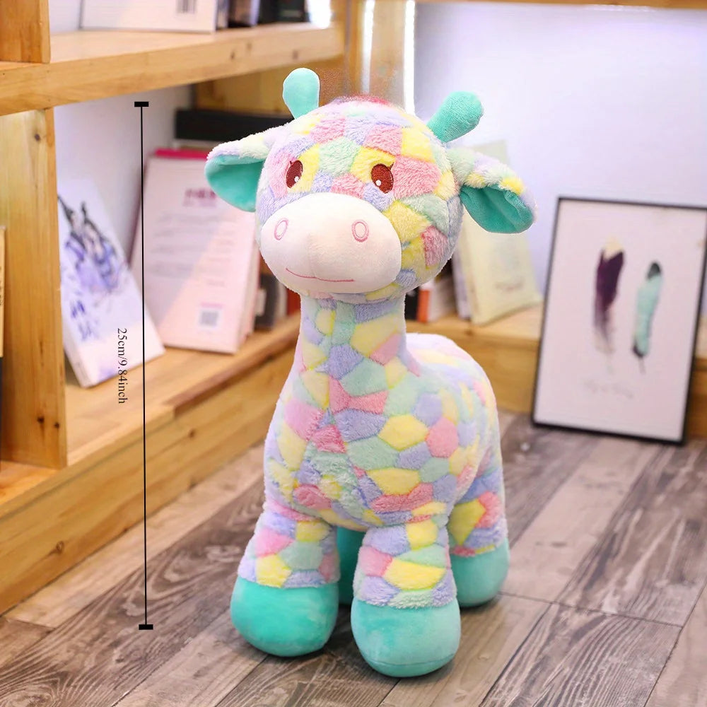 Soft Rainbow Giraffe Plush Toy Color Fawn Animals Doll Birthday Gift Home Decoration Oasis Select