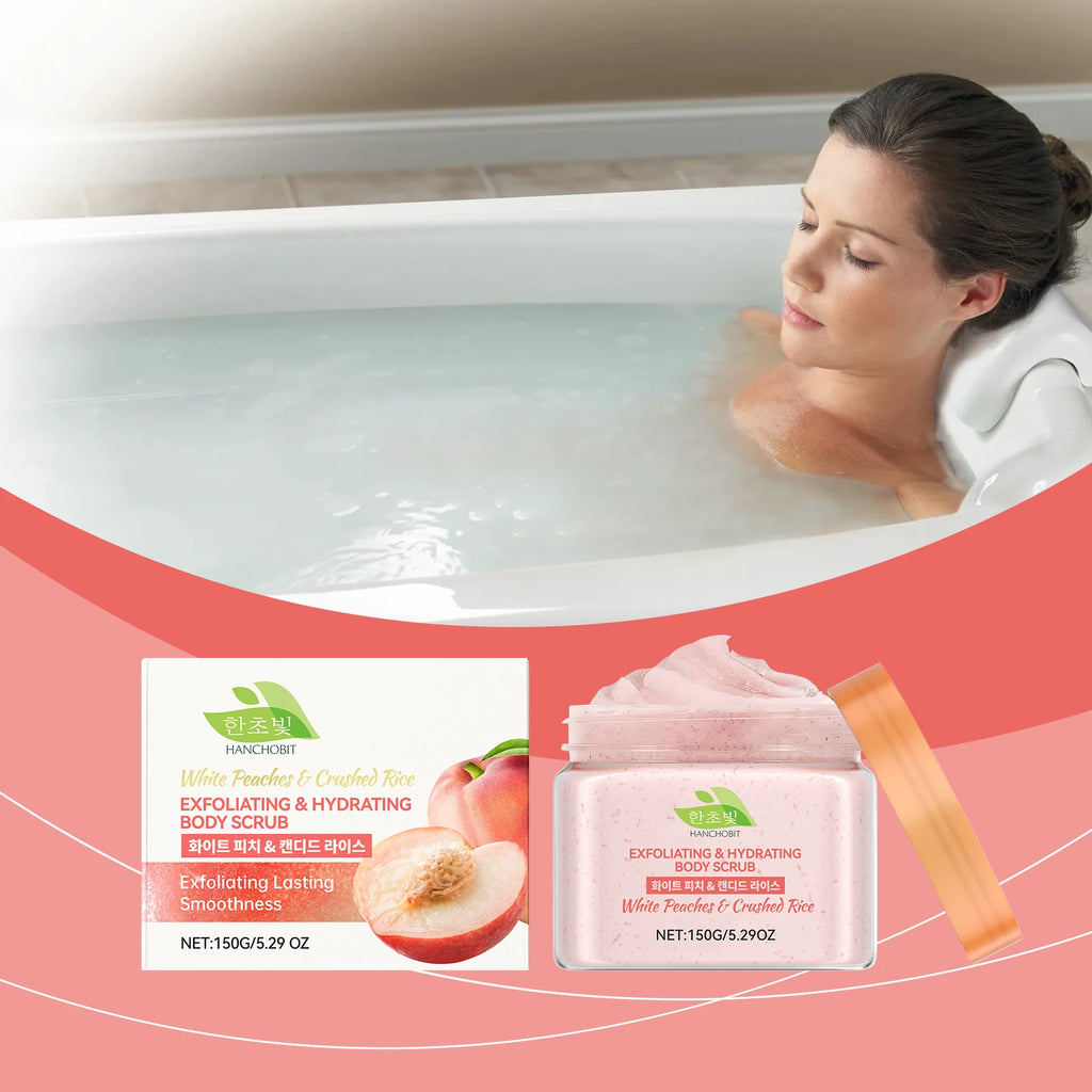 Hanchobit White Peach Rice Body Scrub – Brighten & Exfoliate Body Scrub Oasis Select