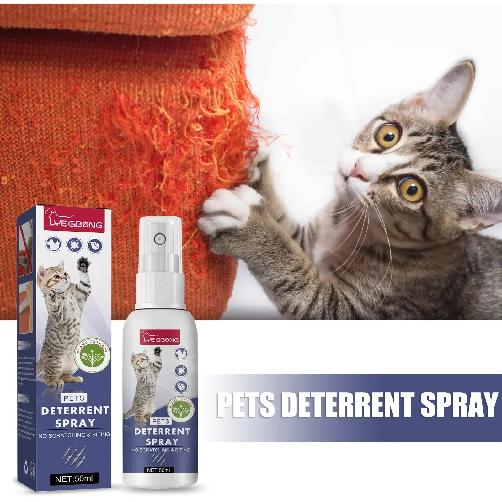 50ml Cat Scratch Deterrent Spray Natural Scratching Training Aid Spray No Stimulation Orange Fragrance Sofa Furniture Protectors Oasis Select