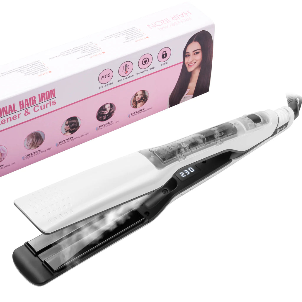 URGGU Steam Hair Straightener Nano Titanium Ceramic Flat Iron