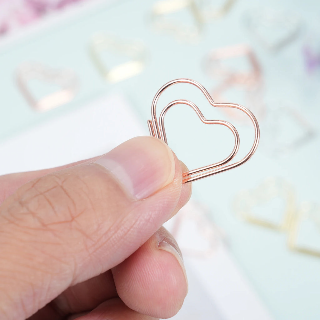 50pcs Paper Clips Gold Heart Paper Clips Small and Cute Love Shaped Paperclips for DIY Craft Scrapbooking Wedding Decoration Oasis Select