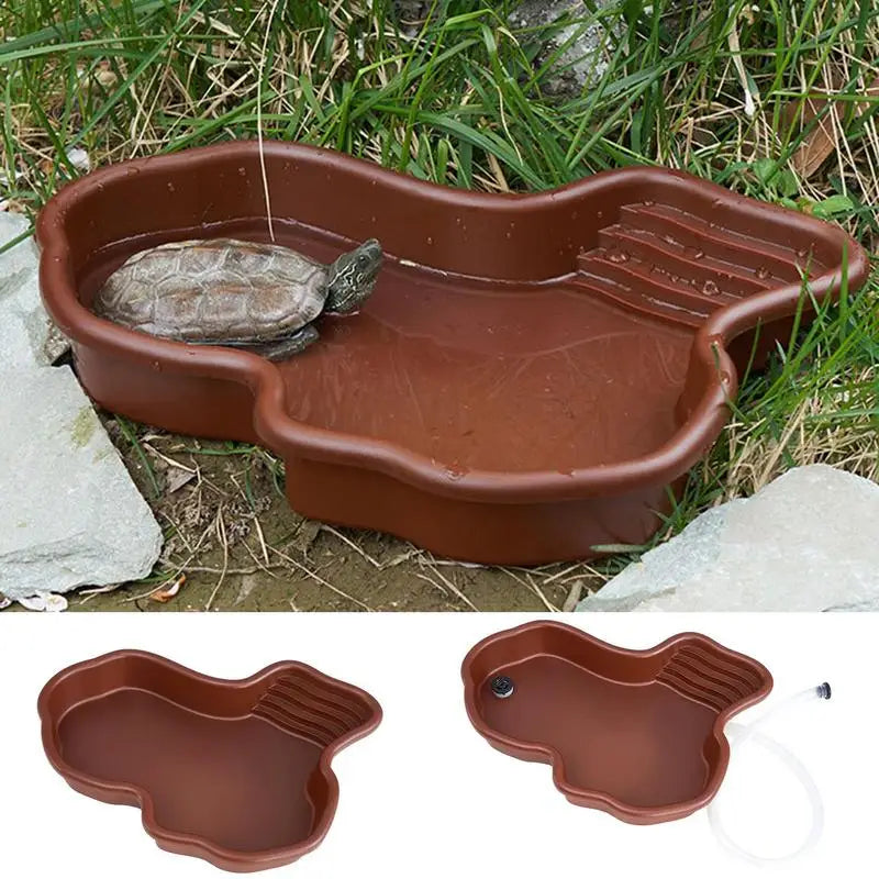 Turtle Feeding Dish Reptile Bathing Pool With Ramp And Basking terrace Aquarium Ornament For Turtle Bearded Dragon Gecko Yard Oasis Select