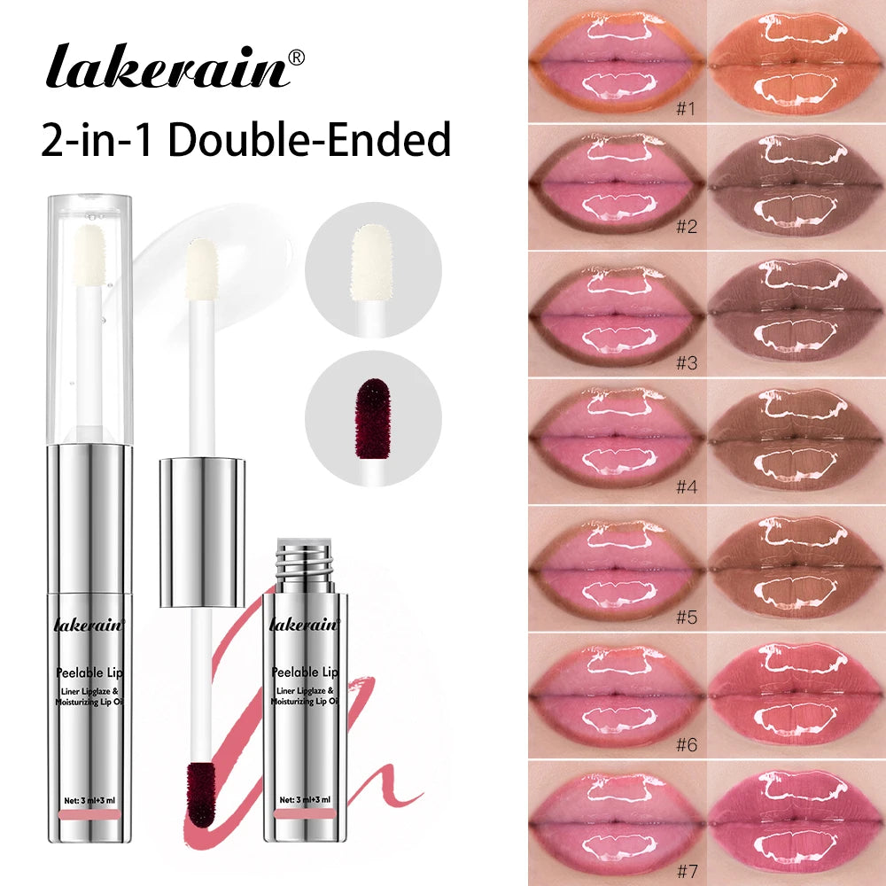 2 IN 1 Doublw-Ended Peel Off Lip Liner & Lip Oil Waterproof Matte Nourishing Smudge Proof Lipstick Long Lasting Cosmetics Makeup Oasis Select