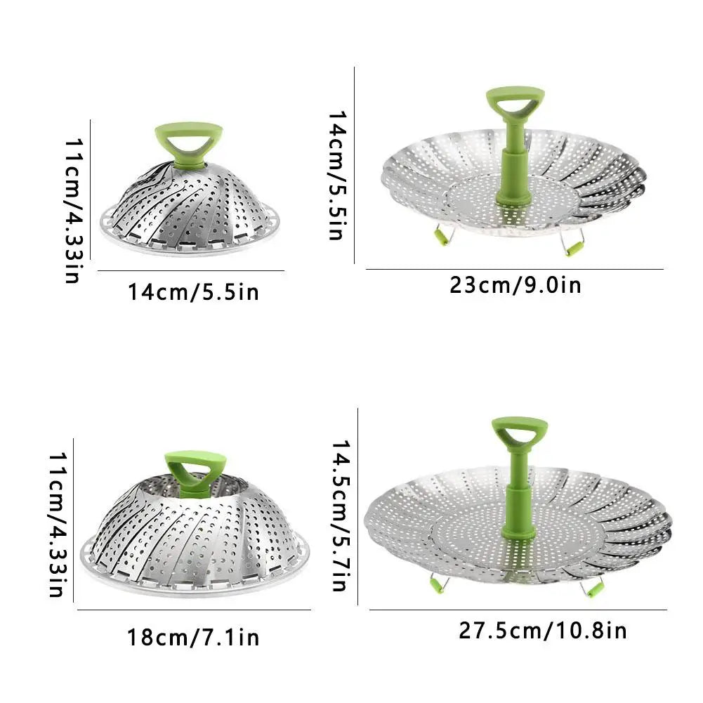 Stainless Steel Folding Steamer Basket Set – 9 & 11 Inch Steamer Basket Set Oasis Select