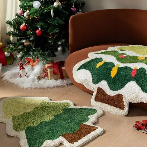 Nordic Irregular-shaped Christmas Series Faux Cashmere Floor MATS Home Decorative Bathroom Absorbent MATS Oasis Select