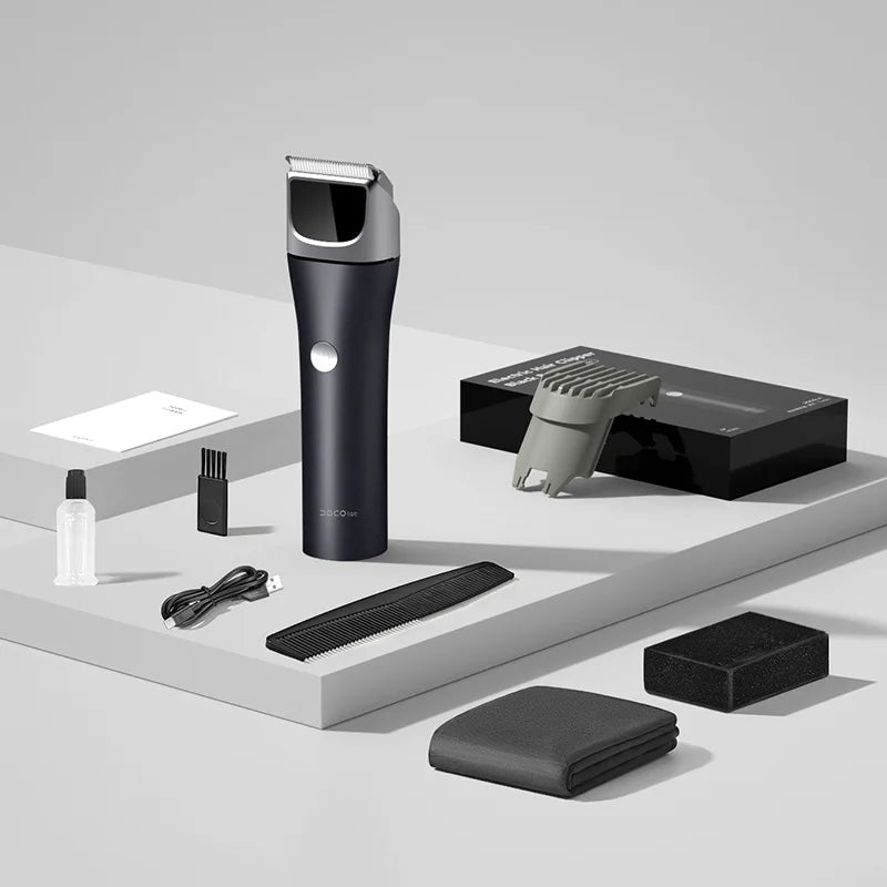 DOCO Electric Hair Clipper Trimmers Professional Cordless Type-C Charging Ceramic moving knife Haircut Adjustable Oasis Select black