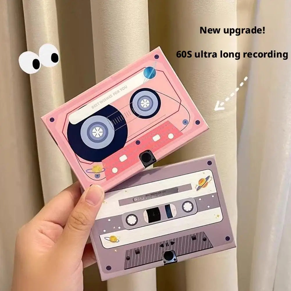 Voice Recordable Greeting Card 60 Seconds Recording Time Message Recorder Cassette Recording Voice Tape Greeting Card Oasis Select