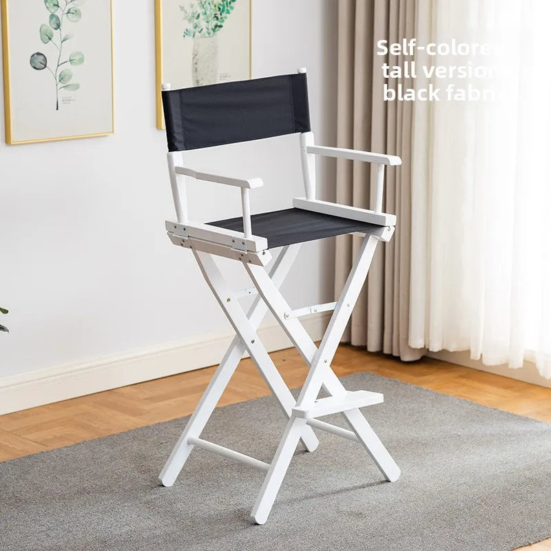 Beech director chair portable solid wood folding chair outdoor leisure chair makeup chair outdoor sketch chair bar chair fishing Oasis Select black cloth S